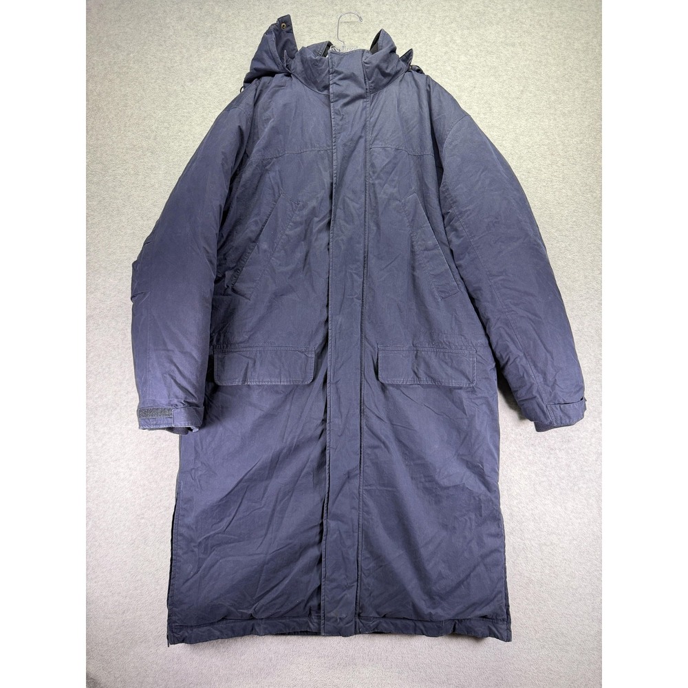LL Bean Coat Mens Large Blue Down Hooded Parka Long Insulated Winter Outdoor